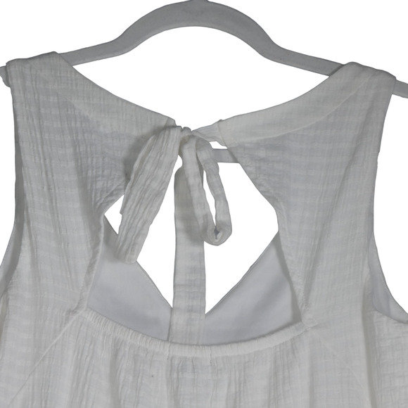 NEW Macy's City Studio Mini Dress Women Medium Ivory Gauzy Lined Tie Cut Out - Picture 8 of 10